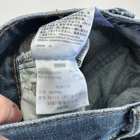 Levis Jeans Mens 38 x 31 Blue 505 Denim Straight Leg Distressed Cotton - Picture 4 of 7